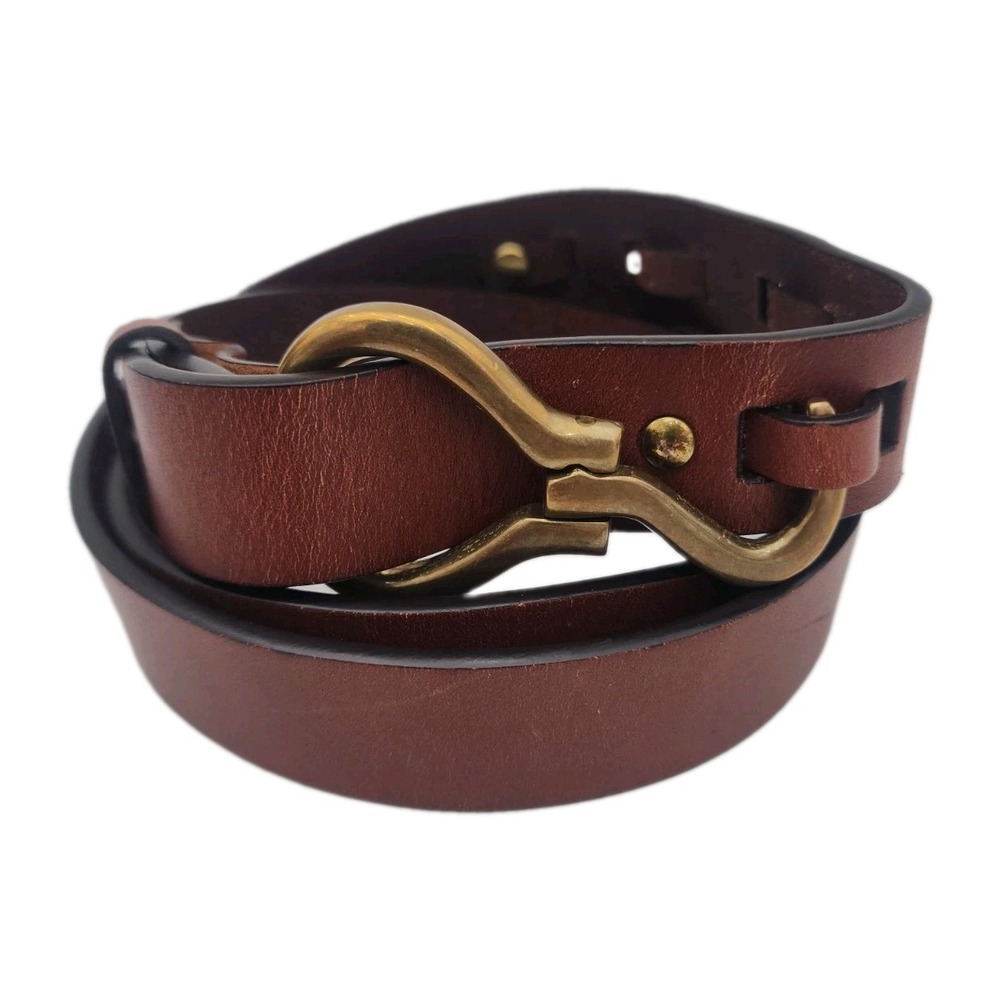 ORVIS Hoof Pick Belt, Brown Leather, Brass Buckle, Sz 40, 44.5" L x 1" W